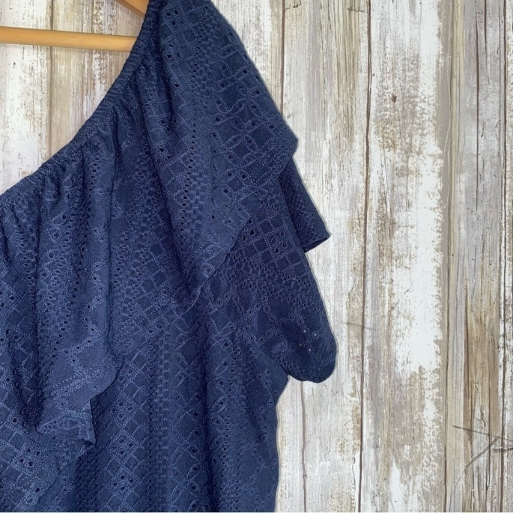 Lane Bryant Classic Ruffle Off-The-Shoulder Eyelet Knit Top - Picture 4 of 6